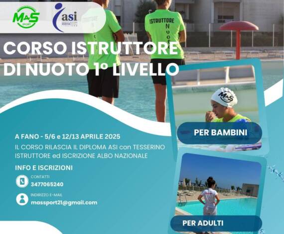 Corso per Istruttore di Nuoto ASI 1º Livello